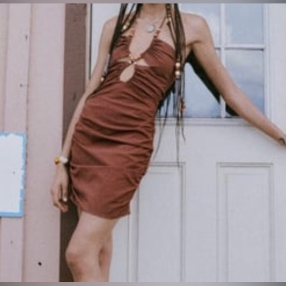 Zara Beaded Cutout Halter Dress